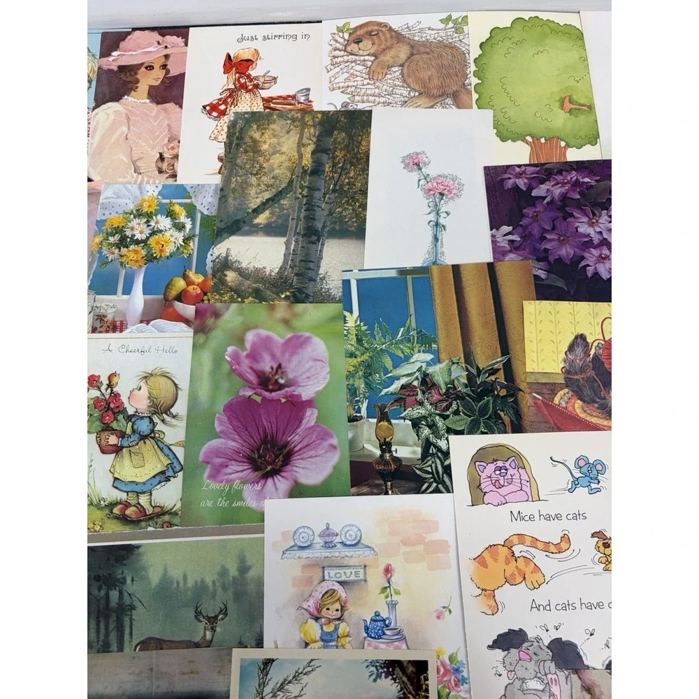 Vintage Thinking of You Cards Fronts ONLY Scrapbooking Crafts Lot of 50+
